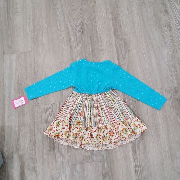 RICRAC & RUFFLES Boutique Floral & Polka Dot Patterned Dress 2T NWT - Picture 2 of 5